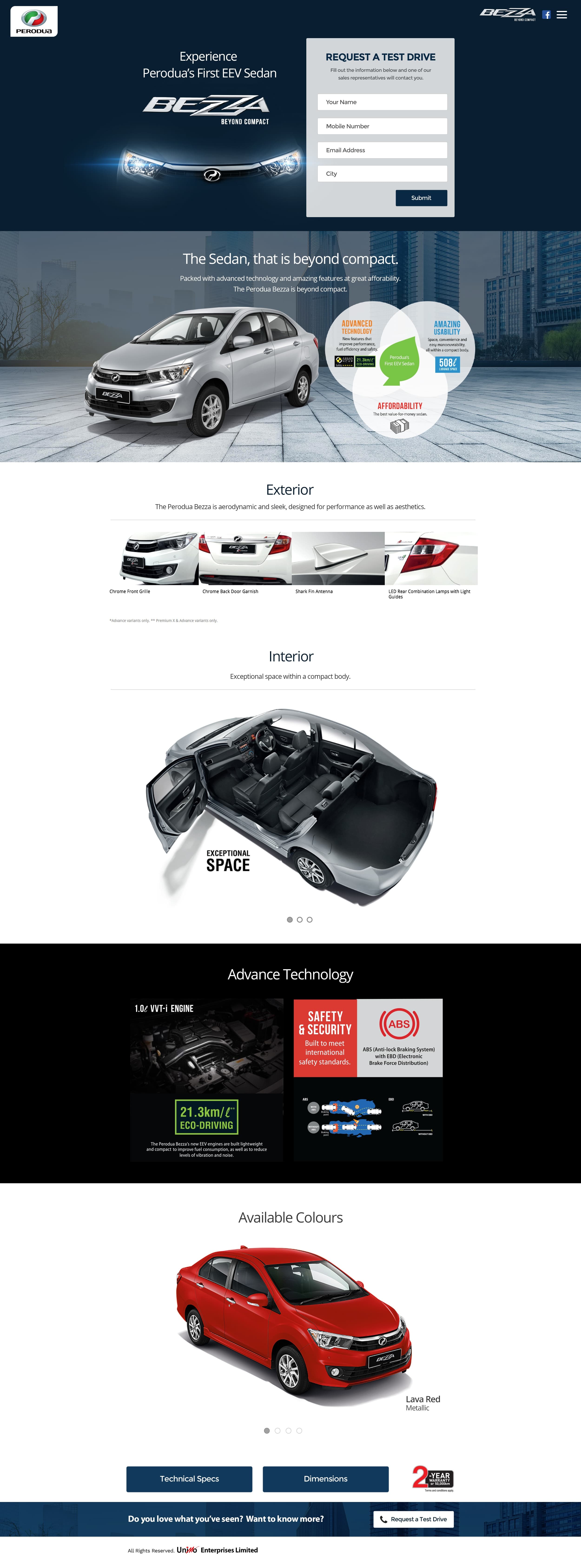 Perodua Bezza Landing Page